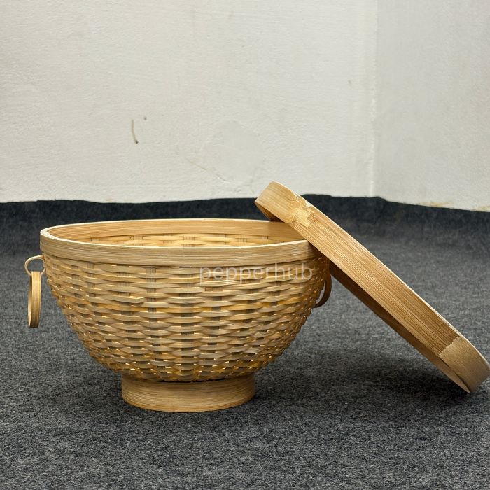 Handcrafted Bamboo Fruit Basket with Lid